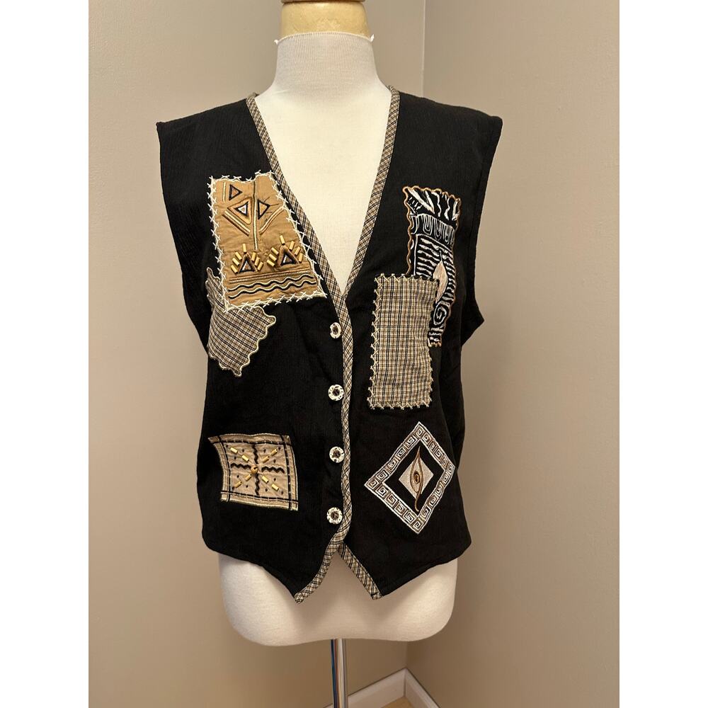 Vintage Stephanie K Koret Women’s Patchwork Vest Sz Large